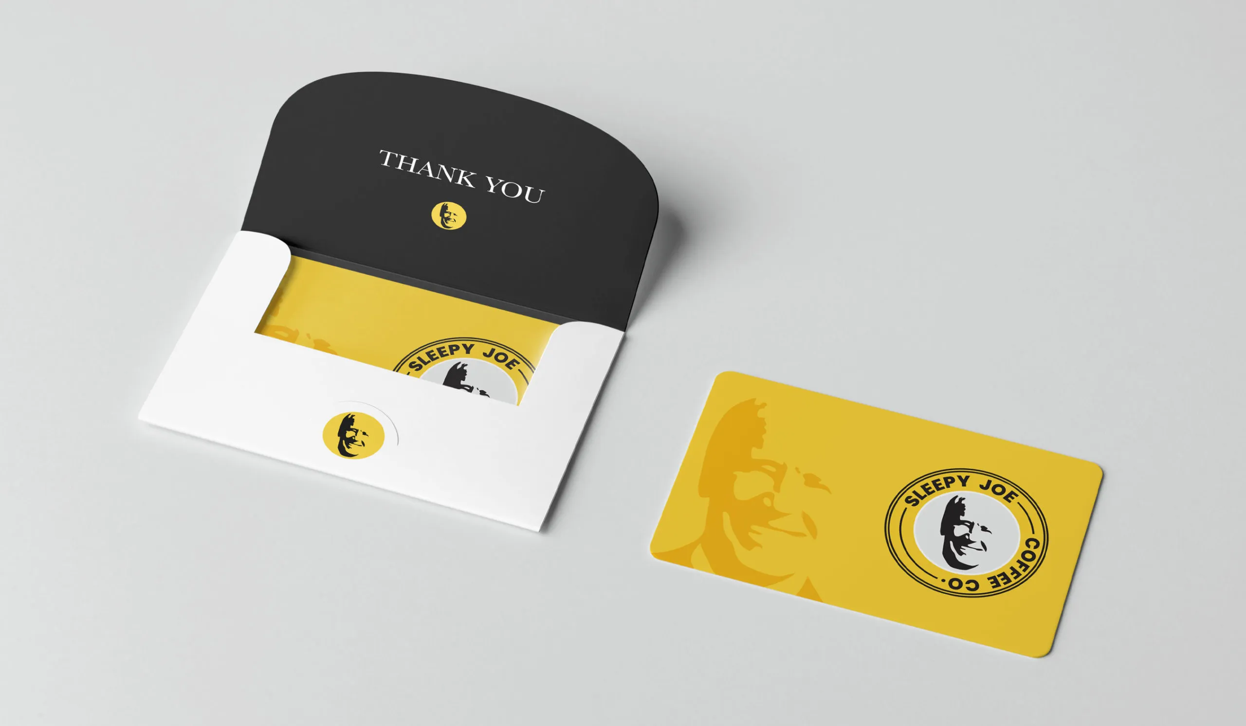 Sleepy joe coffee gift card mockup scaled