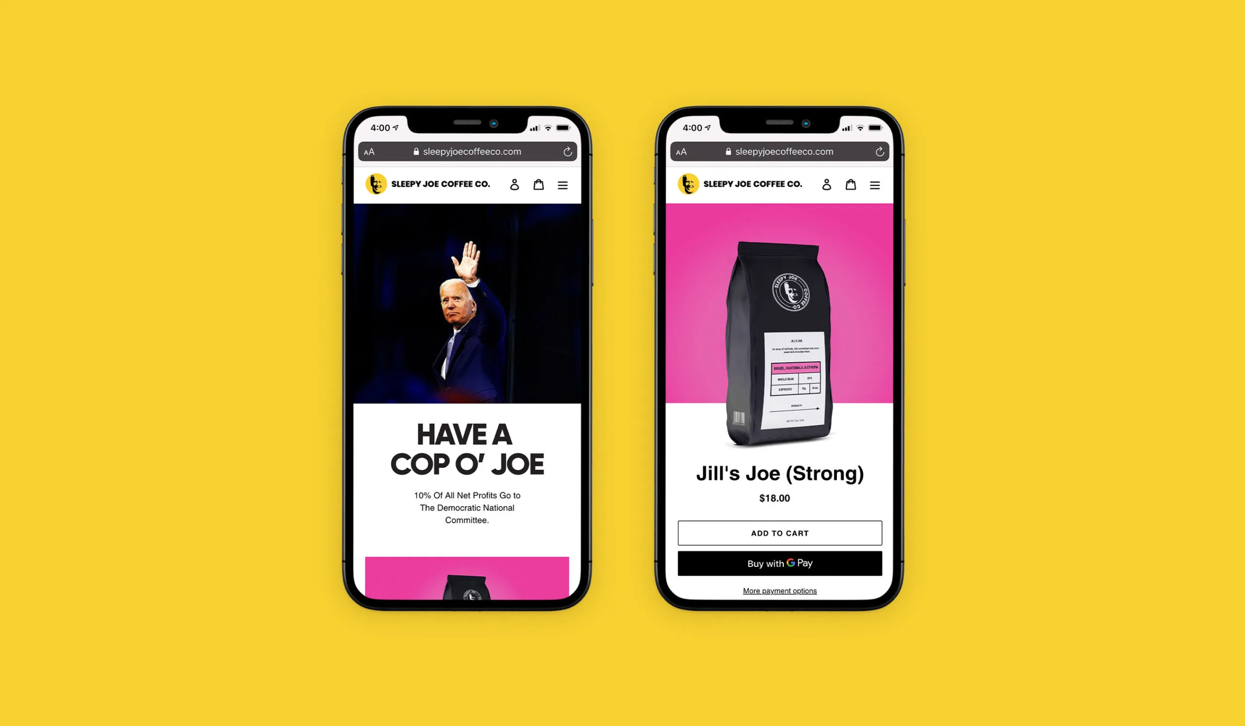 Sleepy joe coffee iphone mockup scaled